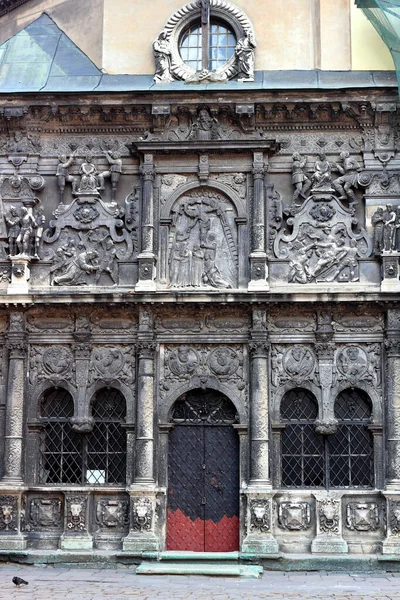 Fragmento Exterior Capela Boim Lviv Ucrânia Decoração Fachada Capela Boim — Fotografia de Stock