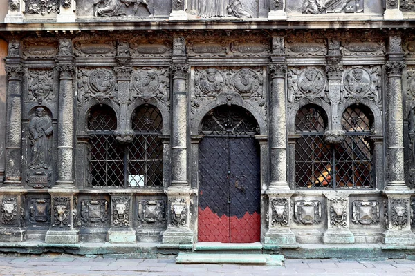 Fragmento Exterior Capela Boim Lviv Ucrânia Decoração Fachada Capela Boim — Fotografia de Stock