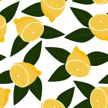 Beyaz arka planda yeşil yapraklı olgun limonun yarısı..