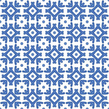 Geometrik mavi pürüzsüz desen beyaz arkaplanda siyah