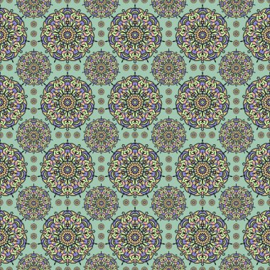 Yeşilde geometrik mandala pürüzsüz desen