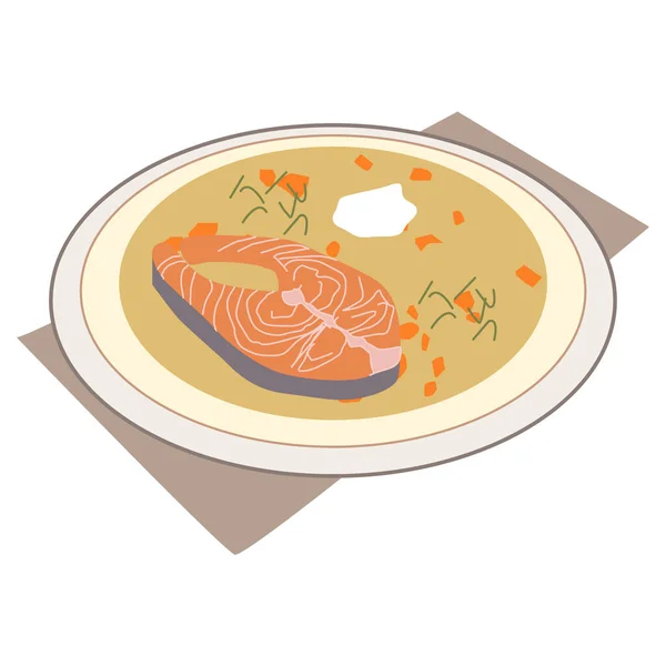 Fish Soup Piece Fish Plate Napkin Serviette — Stock Vector