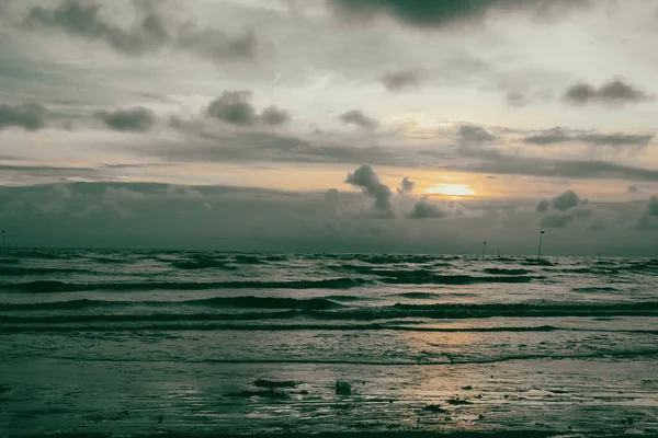 Вид Закат Морском Пляже Кокс Базар Самый Длинный Морской Пляж — стоковое фото