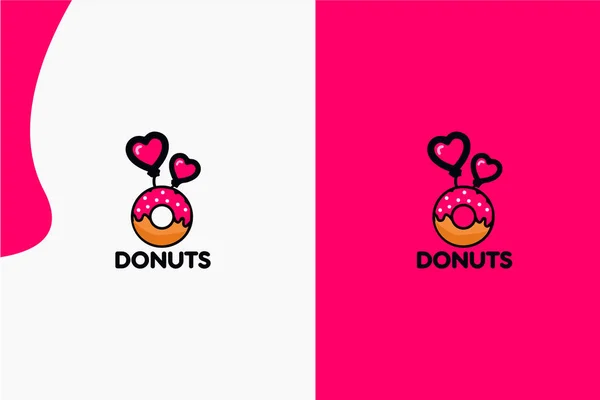 Moderne Donuts Romantische Und Jätende Paar Abendessen Logotyp Design Und — Stockvektor