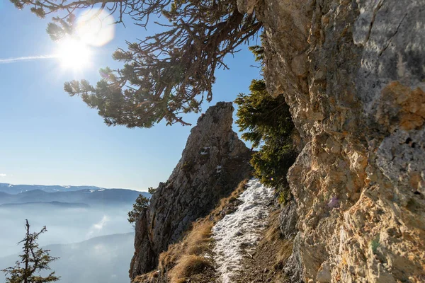 Dağda küçük bir yürüyüş yolu var.