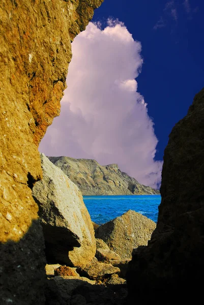 Window Rocks Gap Rocks Black Sea Coast Crimea Peaceful Seascape — Stock Photo, Image
