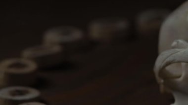 Dog skull close-up in a circle of runes