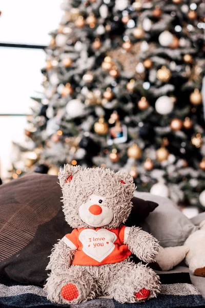 Teddy Bear Couch Love New Year High Quality Photo — Stock Photo, Image