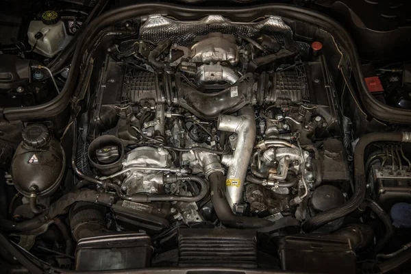 Двигунна Бухта Сучасної Продуктивності Дизельного Автомобіля — стокове фото