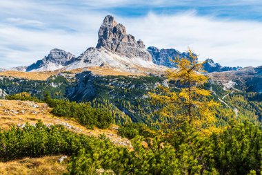 Monte Piana manzaralı, Dolomitler dağları, İtalya