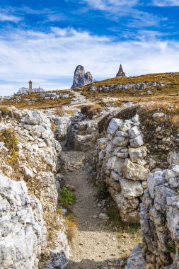 Monte Piana manzaralı, Dolomitler dağları, İtalya
