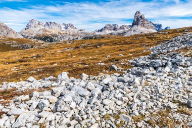 Monte Piana manzaralı, Dolomitler dağları, İtalya