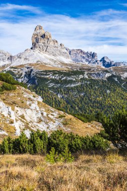 Monte Piana manzaralı, Dolomitler dağları, İtalya