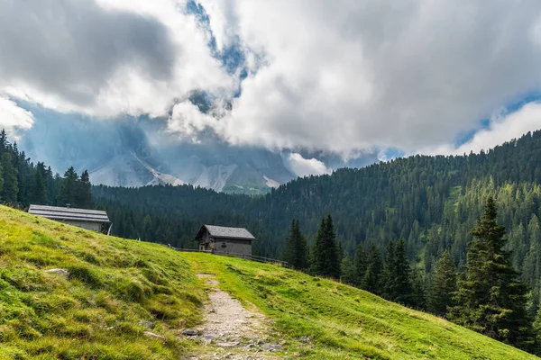 Zomer Landschap Van Val Funes Vallei Santa Maddalena Village Trentino — Stockfoto