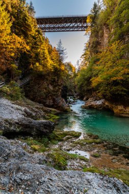 Orrido dello Slizza 'da sonbahar doğası, Tarvisio şehri, Udine bölgesi, Friuli Venezia Giulia bölgesi, İtalya