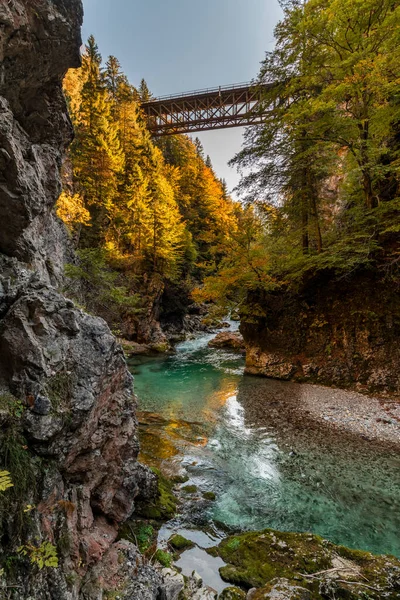Orrido dello Slizza 'da sonbahar doğası, Tarvisio şehri, Udine bölgesi, Friuli Venezia Giulia bölgesi, İtalya