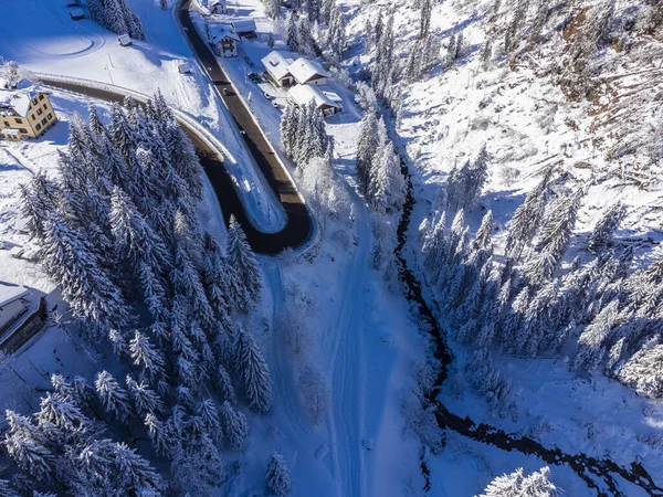 Vista Aérea Paisagem Inverno Sapppada Itália — Fotografia de Stock