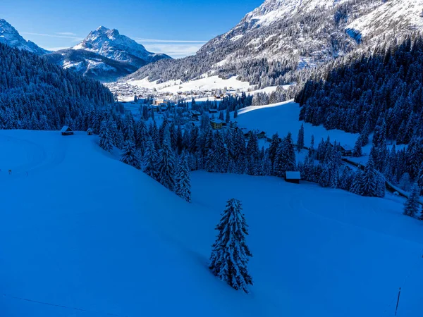 Vista Aérea Del Paisaje Invernal Sapppada Italia —  Fotos de Stock