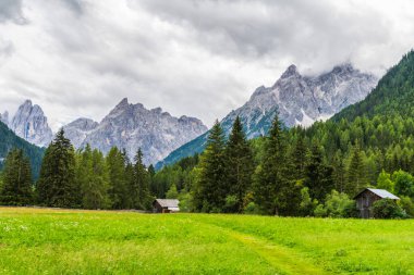 Green highlands in Val Fiscalina, Sesto, Italy 