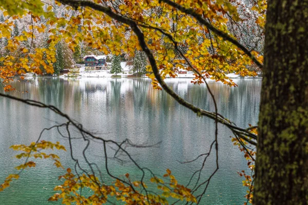 Lago Fusine Outono Itália — Fotografia de Stock