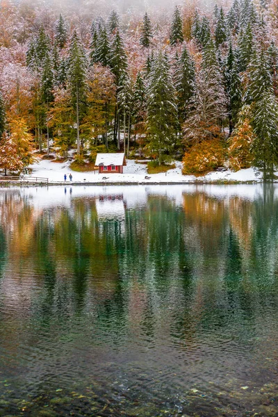 Lago Fusine Otoño Italia — Foto de Stock