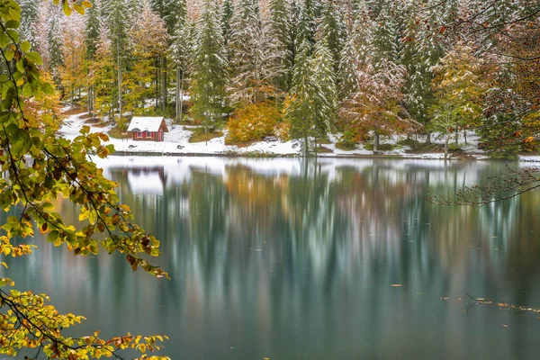 Lac Fusine Automne Italie — Photo