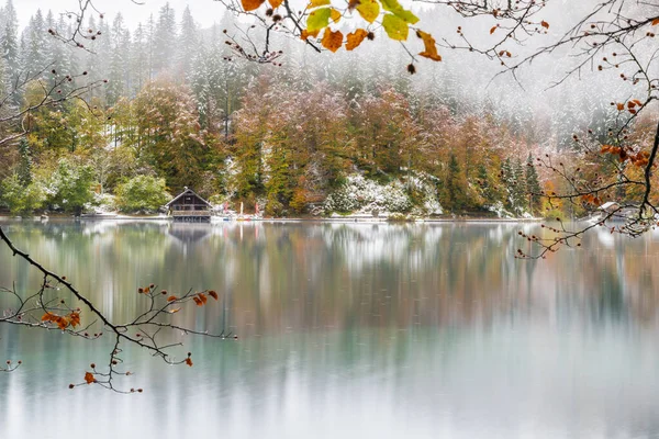 Lac Fusine Automne Italie — Photo