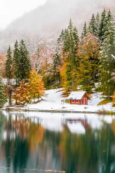 Lago Fusine Outono Itália — Fotografia de Stock