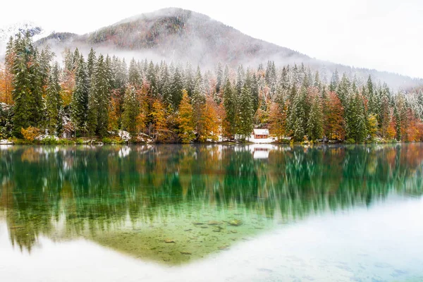 Jezero Fusine Podzim Itálie — Stock fotografie