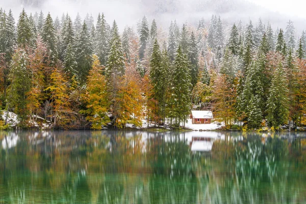 Λίμνη Fusine Φθινόπωρο Ιταλία — Φωτογραφία Αρχείου