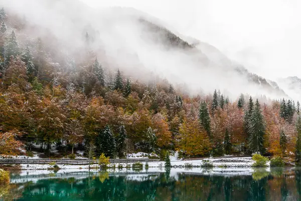 Jezero Fusine Podzim Itálie — Stock fotografie