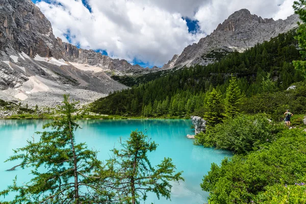 Lake Sorapis Green Highland Ιταλία — Φωτογραφία Αρχείου