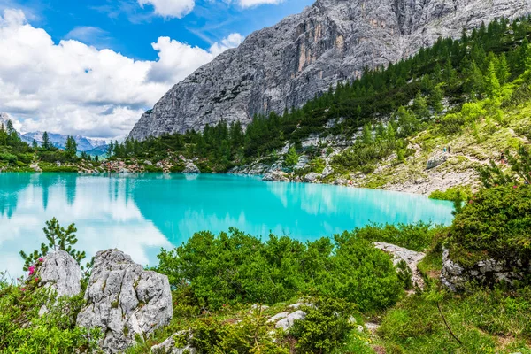 Lake Sorapis Green Highland Ιταλία — Φωτογραφία Αρχείου