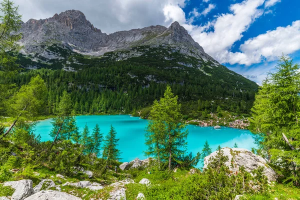 Lake Sorapis Green Highland Italy — Stock Photo, Image