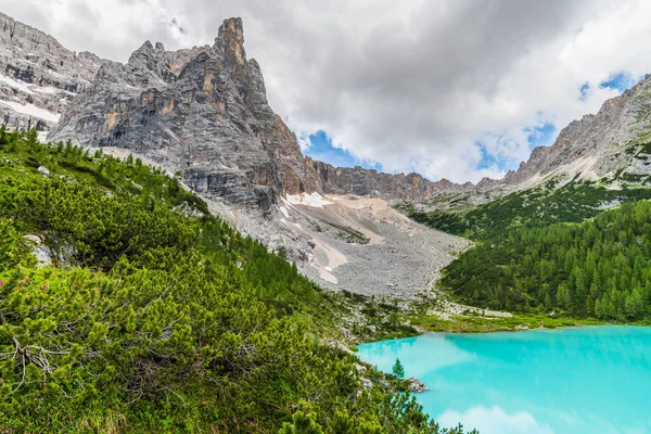 Lake Sorapis Green Highland Italy — Stock Photo, Image