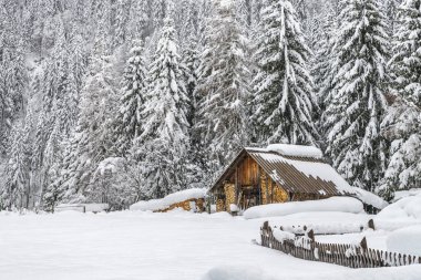 İtalya 'da kış boyunca Sappada şehir manzarası 