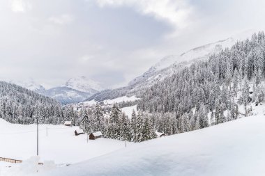 İtalya 'da kış aylarında Sappada manzarası 