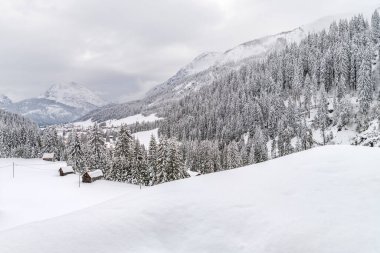 İtalya 'da kış aylarında Sappada manzarası 