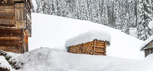 Sappada Vue Sur Ville Pendant Hiver Italie — Photo