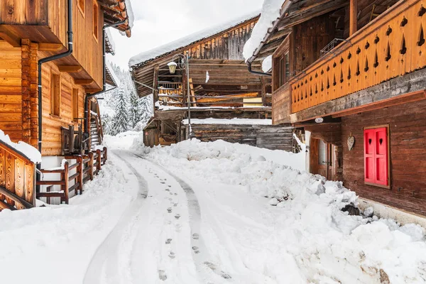 Sappada Vue Sur Ville Pendant Hiver Italie — Photo