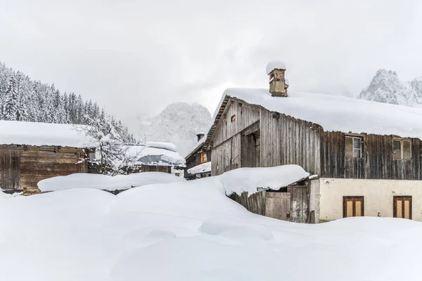 Sappada Vista Durante Inverno Italia — Foto Stock