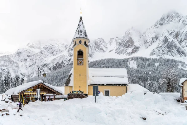 Sappada Vista Durante Inverno Italia — Foto Stock