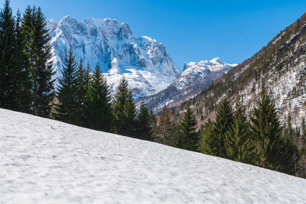 Vinterlandskap Saisera Valley Italien — Stockfoto