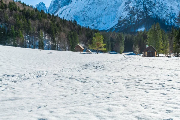 Зимний Пейзаж Долины Сайсера Италии — стоковое фото