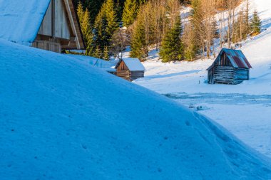 İtalya 'da kış aylarında Sappada manzarası 