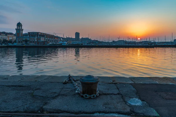 Sunset Sky Sea Trieste City Port Town Friuli Venezia Giulia — Fotografia de Stock