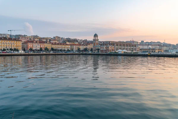 Sunset Sky Sea Trieste City Port Town Friuli Venezia Giulia — Stock Photo, Image