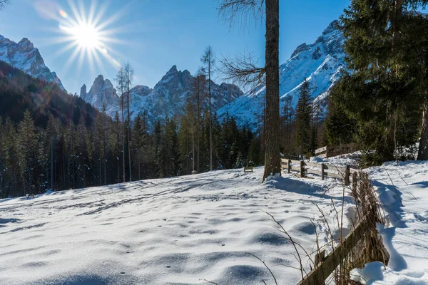 Val Fiscalina Tirol Del Sur Paisaje Invierno Las Montañas —  Fotos de Stock