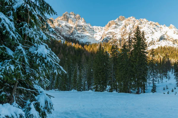 Val Fiscalina Jižní Tyrolsko Zimní Krajina Horách — Stock fotografie