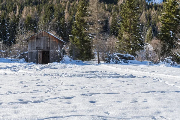 Snowy Highland Nature View Sesto Italy — стокове фото